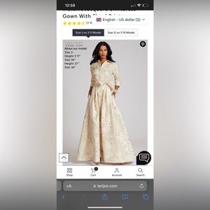 Rickie Freeman Metallic Jacquard Shirtdress Gown